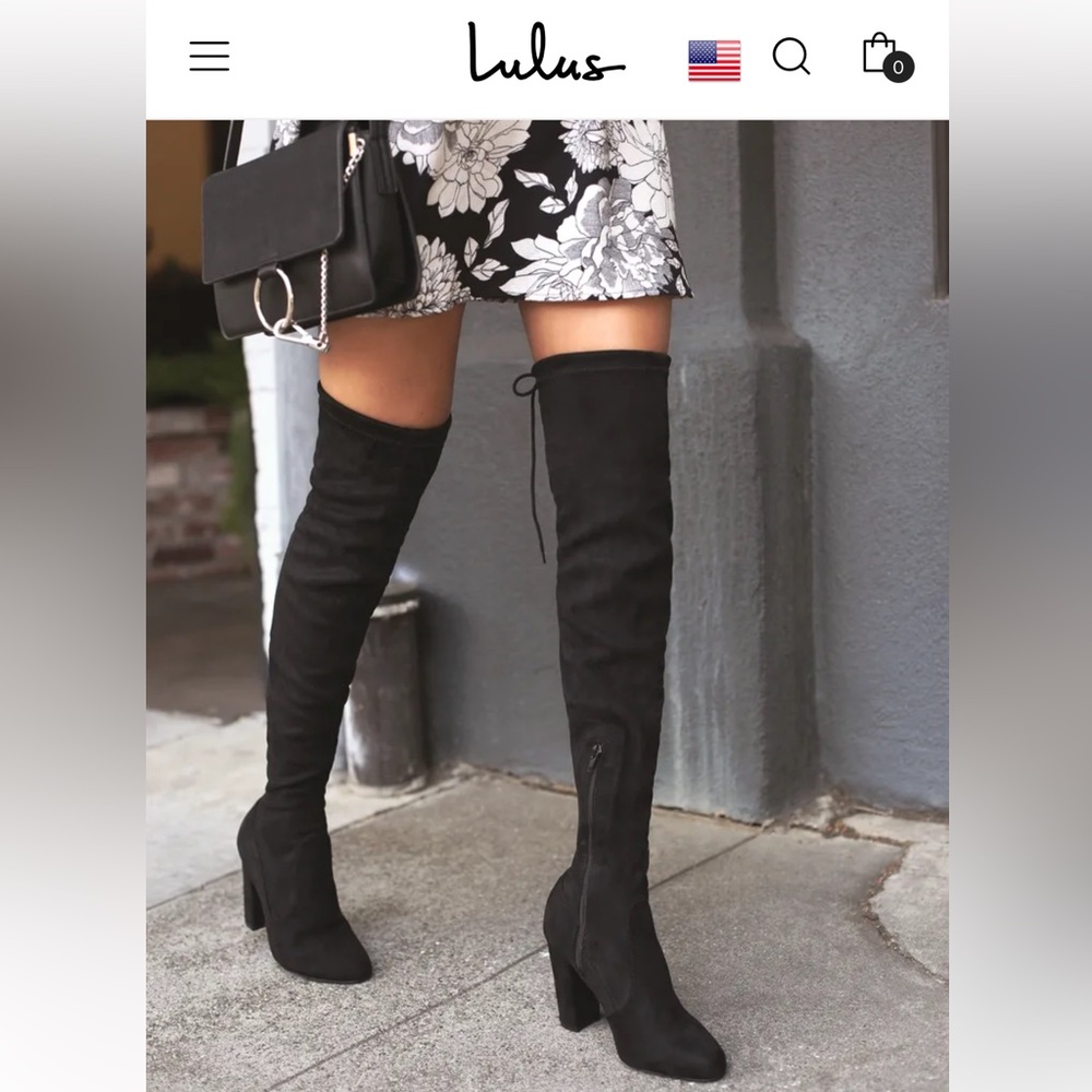 Lulu’s So Much Yes Black Suede Over the Knee Boots